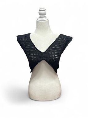 Garage Black Cropped Knit Shell Top